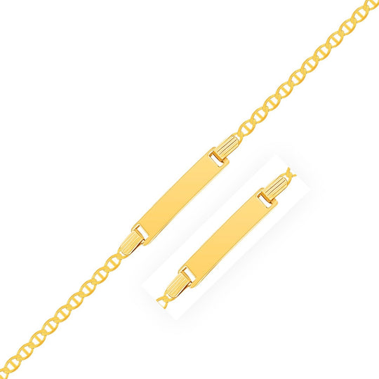 14K yellow gold mariner link children's ID bracelet with polished center plate