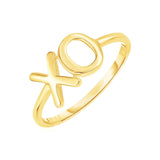 14K yellow gold ring with raised XO motif band thumbnail 1