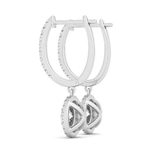 Load image into Gallery viewer, 14k White Gold Double Halo Round Diamond Drop Earrings (1 cttw)