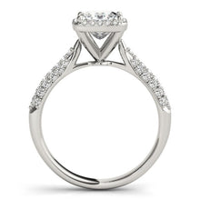 Load image into Gallery viewer, 14k White Gold Halo Pave Band Diamond Engagement Ring (1 1/3 cttw)