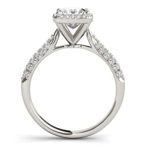 14k White Gold Halo Pave Band Diamond Engagement Ring (1 1/3 cttw)