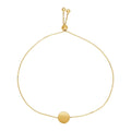 14K yellow gold adjustable bracelet with polished shiny circle centerpiece