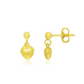 14K yellow gold puffed heart children's dangling earrings with heart shape