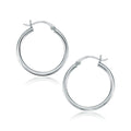 10K white gold polished 25 mm hoop earrings with no stones