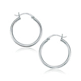 10k White Gold Polished Hoop Earrings (25 mm) thumbnail 1