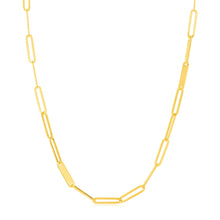 Load image into Gallery viewer, 14k Yellow Gold Alternating Paperclip Chain Link and Gold Bar Necklace