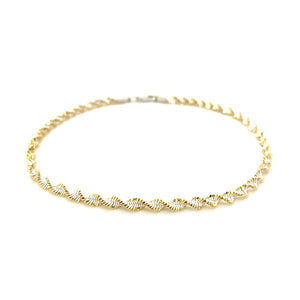 Sterling Silver Yellow Toned Twisted Chain Anklet