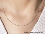 14k White Gold Round Cable Link Chain 1.1mm thumbnail 5