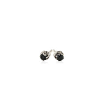 Load image into Gallery viewer, 14k White Gold Black 3mm Faceted Cubic Zirconia Stud Earrings