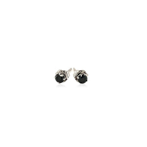 14k White Gold Black 3mm Faceted Cubic Zirconia Stud Earrings