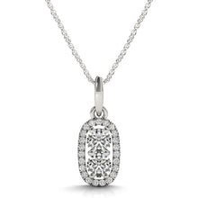 Load image into Gallery viewer, Outer Oval Shaped Two Stone Diamond Pendant in 14k White Gold (5/8 cttw)