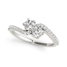 Load image into Gallery viewer, Curved Band Two Stone Diamond Ring in 14k White Gold (3/4 cttw)