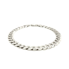 Load image into Gallery viewer, Rhodium Plated 7.9mm Sterling Silver Curb Style Bracelet