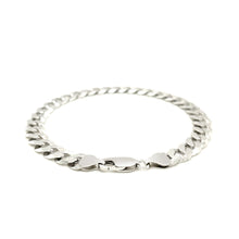 Load image into Gallery viewer, Rhodium Plated 7.9mm Sterling Silver Curb Style Bracelet