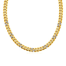 Load image into Gallery viewer, 14k Yellow Gold 18 inch Polished Curb Chain Necklace with Diamonds