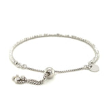 Adjustable Fine Shiny Beaded Bracelet in Sterling Silver thumbnail 3