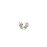 14k White Gold Ball Earrings with Faceted Texture thumbnail 3