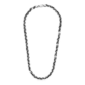 Sterling Silver Gunmetal Finish Oval Link Necklace