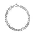 14K white gold Cuban link bracelet with box clasp closure