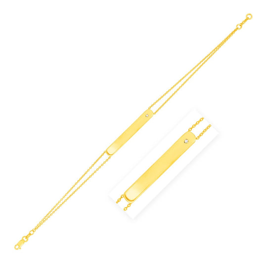 14K yellow gold bar bracelet with 1 round diamond stone