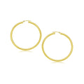 10K yellow gold polished hoop earrings, 25 mm round, no stones