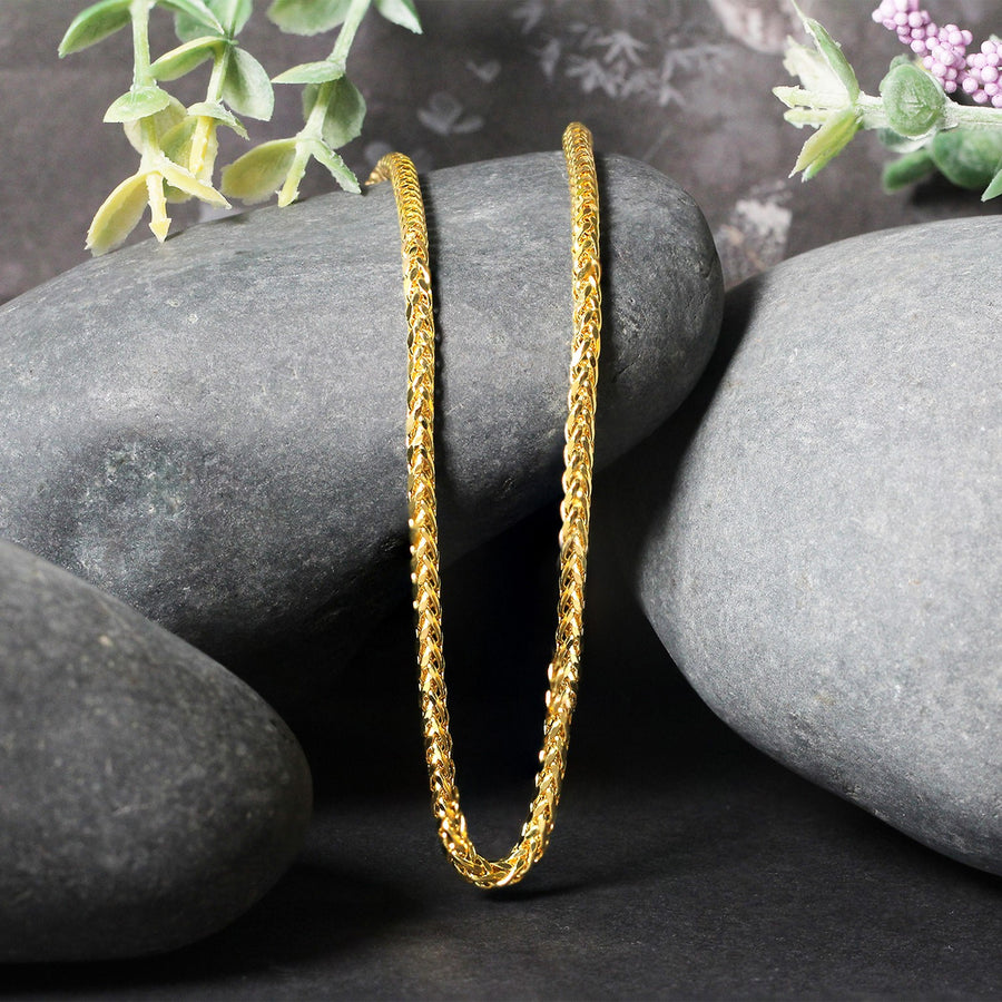 2.7mm 14k Yellow Gold Diamond Cut Round Franco Chain