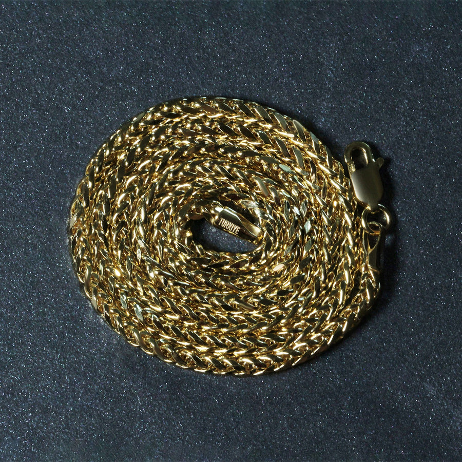 2.7mm 14k Yellow Gold Diamond Cut Round Franco Chain