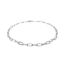 Load image into Gallery viewer, 14k White Gold Anklet with Fancy Hammered Oval Links