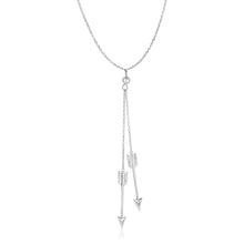 Load image into Gallery viewer, Sterling Silver 18 inch Lariat Necklace with Two Arrows
