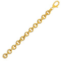 14K yellow gold bracelet with textured oval links and secure clasp