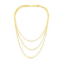 Load image into Gallery viewer, 14k Yellow Gold Three Strand Herringbone Chain Necklace