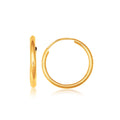 10K yellow gold polished endless hoop earrings, 16mm diameter