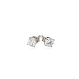 Sterling Silver Stud Earrings with White Hue Faceted Cubic Zirconia thumbnail 2