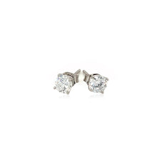 Load image into Gallery viewer, Sterling Silver Stud Earrings with White Hue Faceted Cubic Zirconia