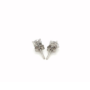 Sterling Silver Stud Earrings with White Hue Faceted Cubic Zirconia