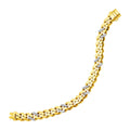 14K yellow gold curb chain bracelet with diamond accents