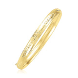 14K yellow gold dome bangle with Florentine textured finish thumbnail 1