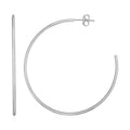 14K white gold polished hoop earrings with an even bright finish
