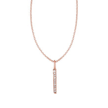 Load image into Gallery viewer, 14k Rose Gold Bar Pendant with Diamonds