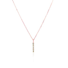 Load image into Gallery viewer, 14k Rose Gold Bar Pendant with Diamonds
