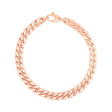 14K rose gold Cuban link bracelet with interlocking flat links thumbnail 1