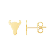 Load image into Gallery viewer, 14K Yellow Gold Longhorn Earrings