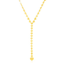 Load image into Gallery viewer, 14k Yellow Gold Mirrored Heart Chain Lariat Necklace