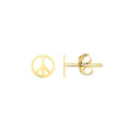 14K yellow gold peace sign post earrings with open cutout design