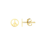 14k Yellow Gold Post Earrings with Peace Signs thumbnail 1