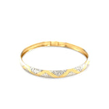 10k Two-Tone Gold Textured Zigzag Style Bangle thumbnail 2
