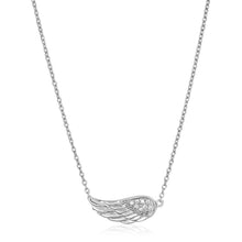 Load image into Gallery viewer, Sterling Silver Textured Angel Wing Necklace
