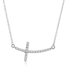 Load image into Gallery viewer, 14k White Gold Diamond Embellished Cross Motif Necklace (.21cttw)