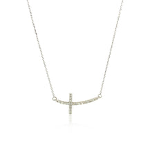 Load image into Gallery viewer, 14k White Gold Diamond Embellished Cross Motif Necklace (.21cttw)