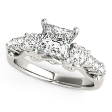 Load image into Gallery viewer, 14k White Gold 3 Stone Antique Design Diamond Engagement Ring (1 3/4 cttw)